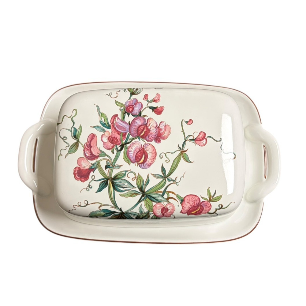 Villeroy & Boch Botanica Covered Butter Dish Lathyrus Tuberosus Pink Floral